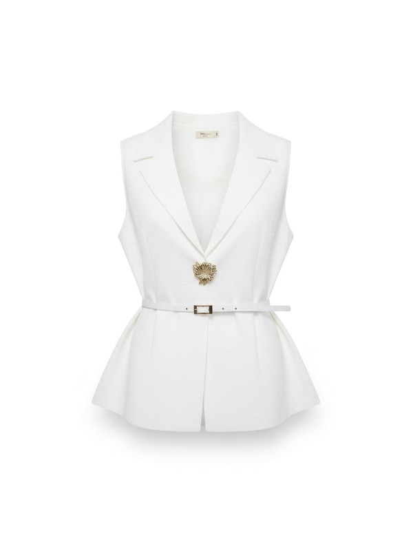 CHALECO DETALLE CINTURÓN - BLANCO